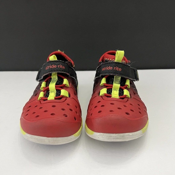 Stride Rite Made 2 Play Phibian Sneakers Red Black Hook Loop Water Rubber Shoe 5 - Picture 2 of 11